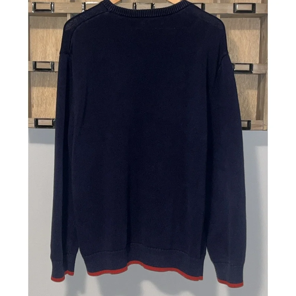 Nautical Anchor Knit Sweater Mens XL Navy Red White Yacht Club‎ Coastal Preppy